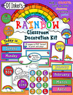 Rainbow Classroom Decorations, Borders and Printables by DJ Inkers
