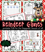 Reindeer Games includes 5 printable Christmas activities for kids by DJ Inkers