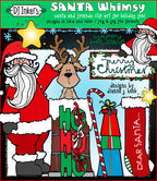 Whimsical Santa and reindeer clip art for creating Christmas smiles by DJ Inkers