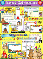 School Celebrations clip art, printables and certificates for teachers by DJ Inkers
