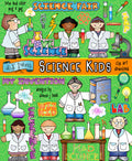Cute kids clip art for Science class, labs and experiments to make learning fun -DJ Inkers