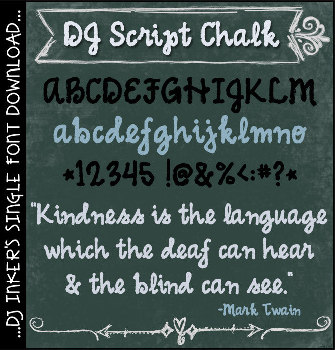 DJ Script Chalk is a bold, cursive chalkboard font by DJ Inkers