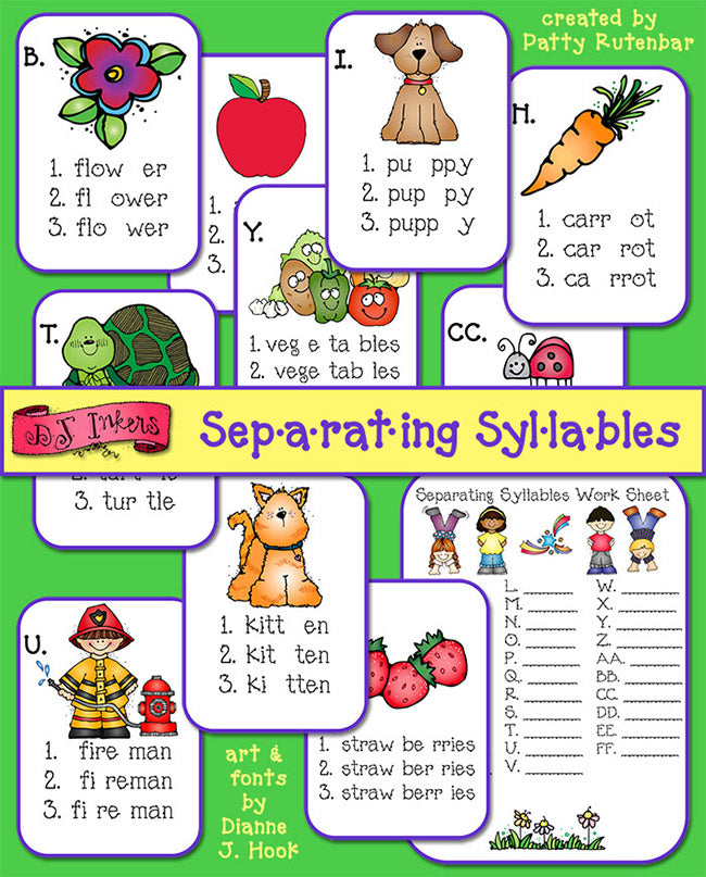 Printable Syllable sorting activity for teachers by DJ Inkers