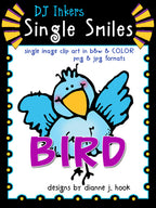 cute clip art bird in black & white and color by DJ Inkers