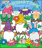 Cute clip art garden gnomes for springtime smiles by DJ Inkers