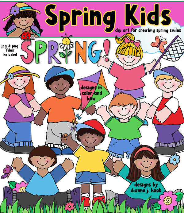 Cute Spring Kids clip art by DJ Inkers