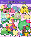 Spring Text Blocks, Notes, Labels and Borders for teachers by DJ Inkers