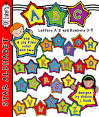 Clip Art Letters A-Z on bright stars by DJ Inkers