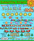 Cute clip art line borders for summer fun and digital crafting by DJ Inkers