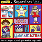 Fun Music and Movie Star clip art for kids by DJ Inkers