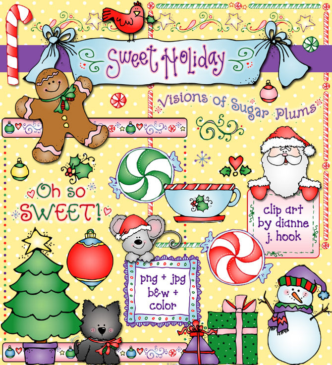 Sweet Christmas clip art and holiday smiles by DJ Inkers