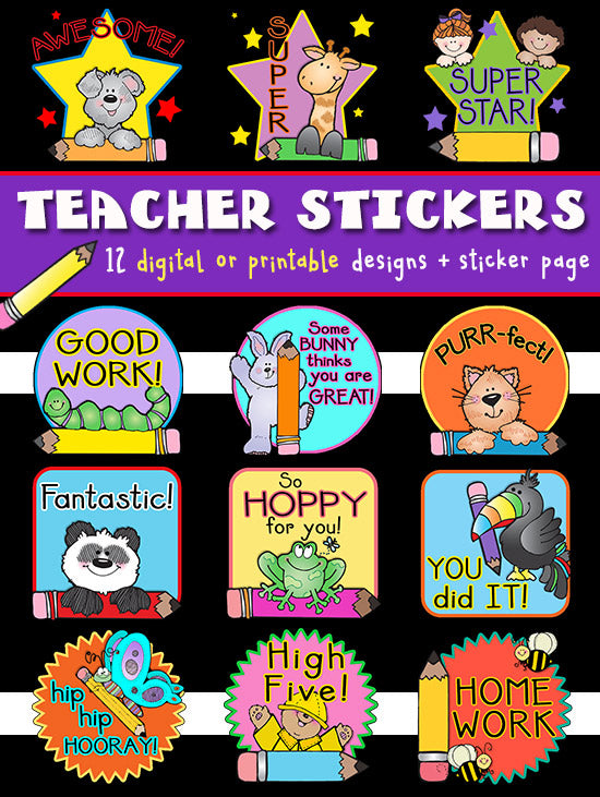 Teacher Stickers Digital or Printable Reward Art