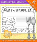 Kids Thanksgiving Placemat printable thankful list by DJ Inkers
