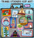 Kids Travel Stickers Clip Art & Digital Sticker Download