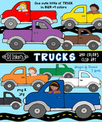 Colorful little old Trucks clip art by DJ Inkers