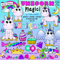 Cute unicorn clip art and magical doodles by DJ Inkers