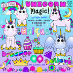 Cute unicorn clip art and magical doodles by DJ Inkers