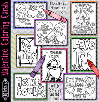 Valentine Coloring Cards Printable Download