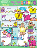 Spring clip art and dress-up Weather Bears by DJ Inkers