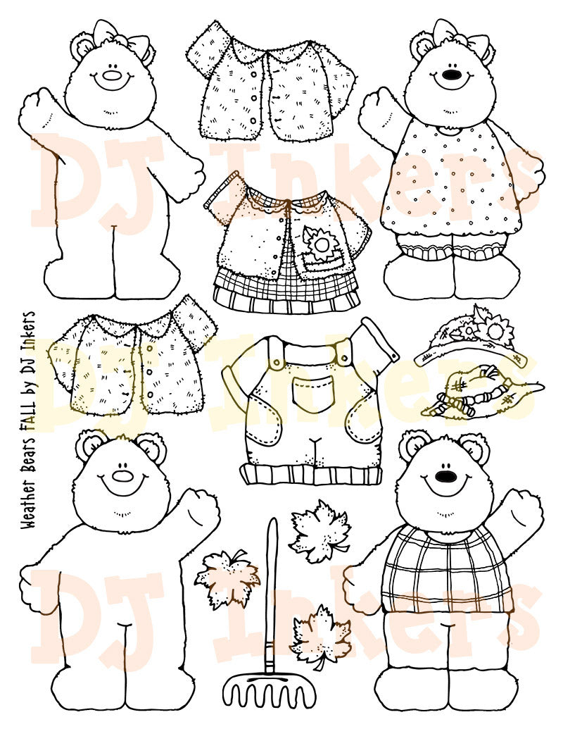 Weather Bears Fall Clip Art, Calendar & Seasonal Dress-Ups for Autumn