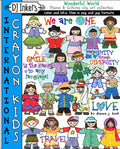 Cute crayon kids clip art from around the world by DJ Inkers