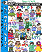 Cute crayon kids clip art from around the world by DJ Inkers