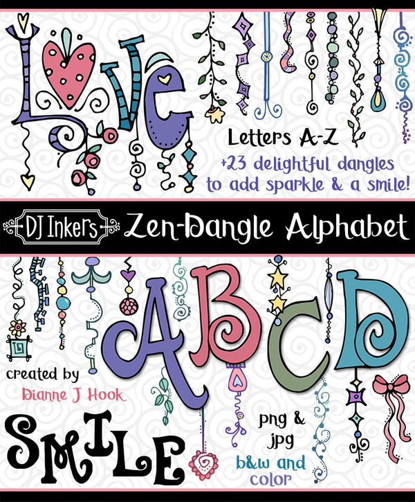 Zen Dangles and a fun clip art alphabet to create a smile by DJ Inkers
