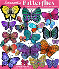 DJ Zen-Doodle Butterflies Clip Art Download