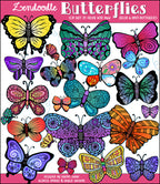 DJ Zen-Doodle Butterflies Clip Art Download