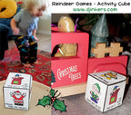 Reindeer Games printable holiday activity cube by DJ Inkers