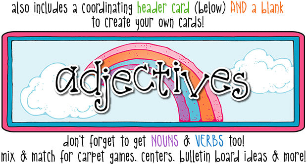 Adjectives Flash Cards vol. 2 - Sentence Building, Parts of Speech