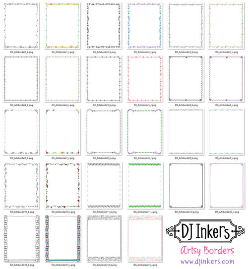 Artsy Borders Collection - 14 Hand-Doodled Frames by DJ Inkers