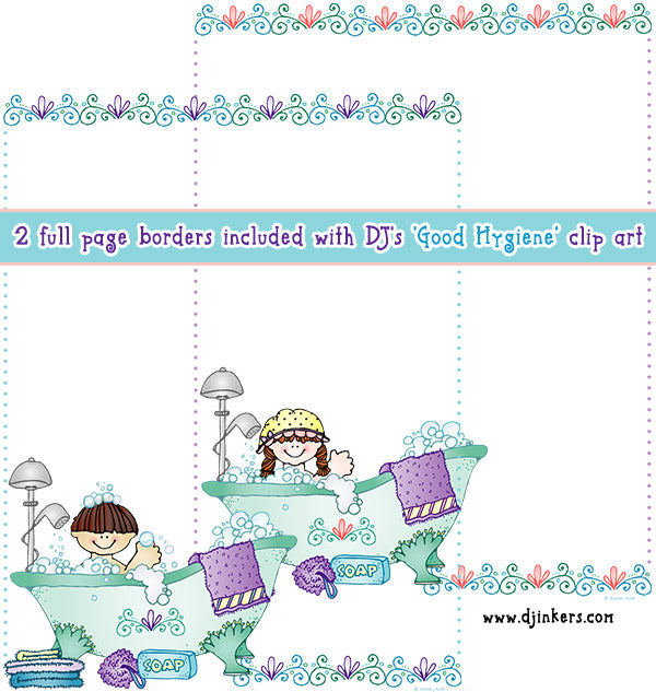Bath time clip art borders by DJ Inkers