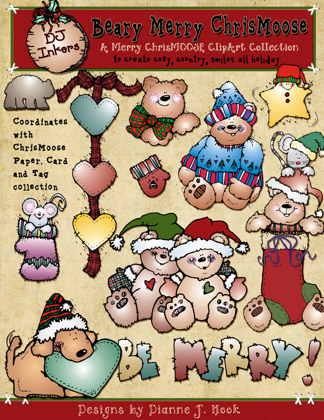 Beary Merry ChrisMoose Clip Art Download