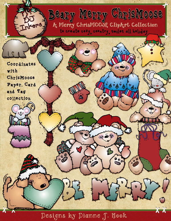 Beary Merry ChrisMoose Clip Art Download