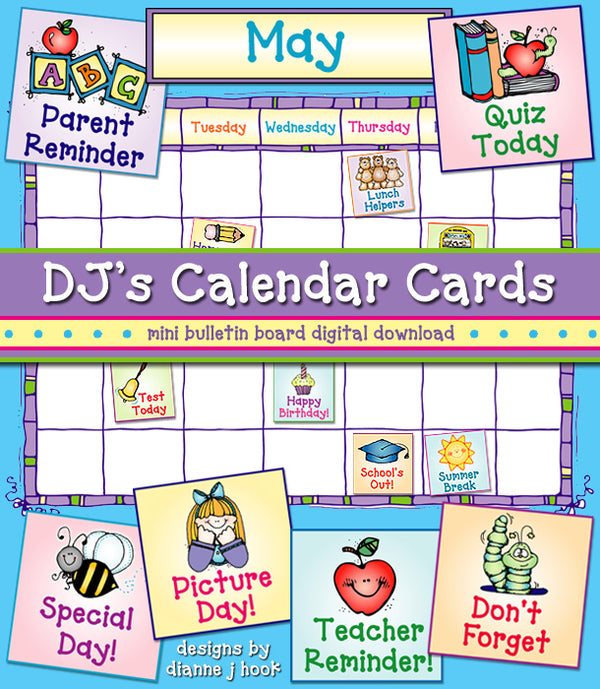 Calendar Cards Event Reminders - Digital Stickers