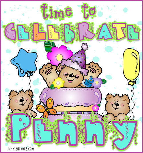 Celebrate birthday bear card with clip art by DJ Inkers