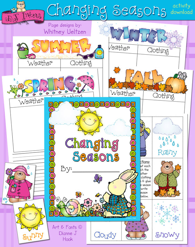 A printable workbook for teaching kids seasons and weather by DJ Inkers