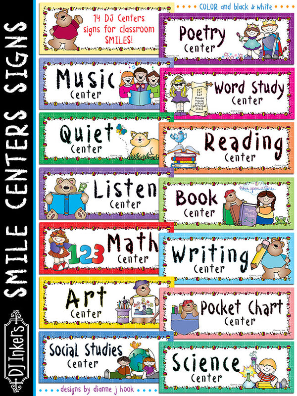 Printable centers signs and headers for your classroom by DJ Inkers