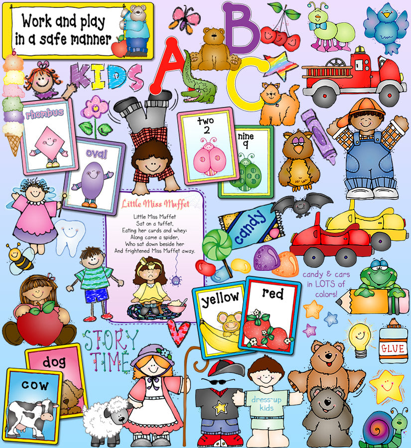 Cute kids clip art for preschool and kindergarten teachers by DJ Inkers