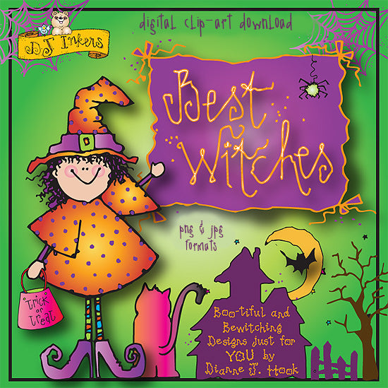 Best Witches Halloween clip art for bewitching crafts and a cauldron of smiles by DJ Inkers