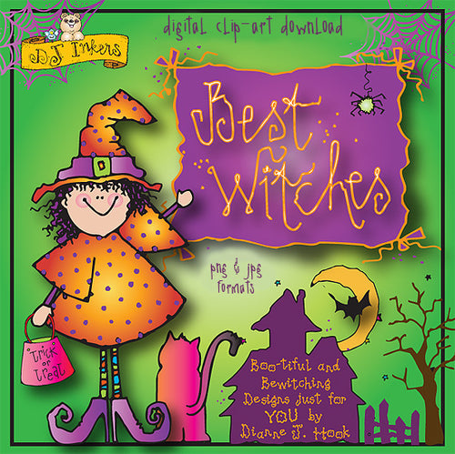 Best Witches Halloween clip art for bewitching crafts and a cauldron of smiles by DJ Inkers