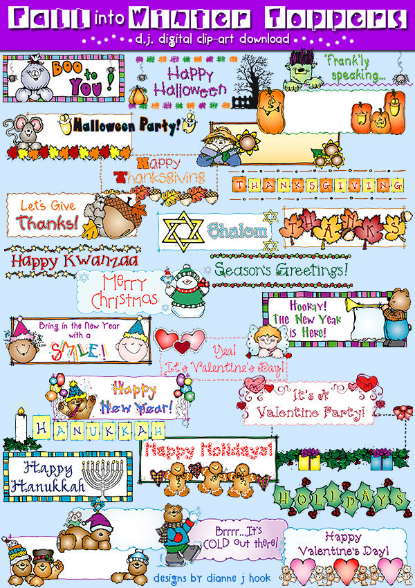 Fall Into Winter Toppers Clip Art Download