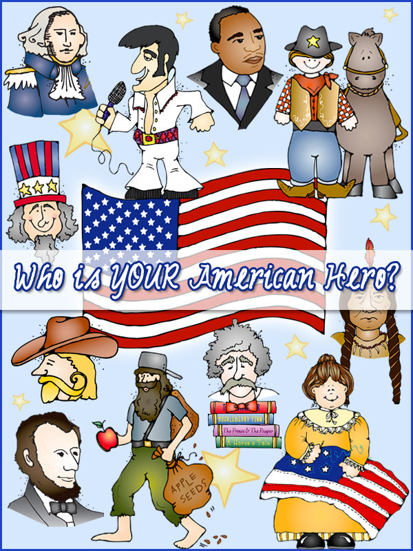 USA Clip Art Kid Doodles - 50 Nifty State Symbols Collection