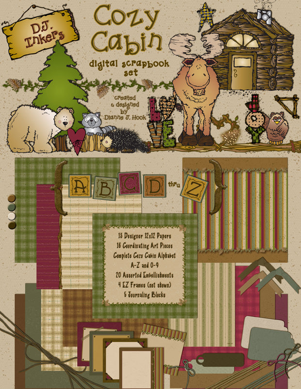 Cozy Cabin Clip Art & Digital Scrapbooking Download