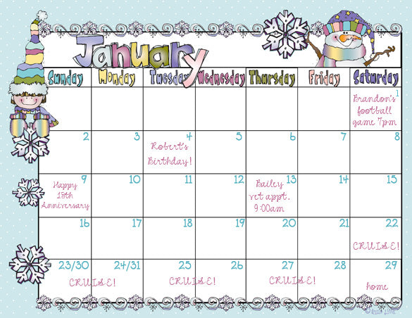 January Whimzee Winter Clip Art, Borders and Backgrounds