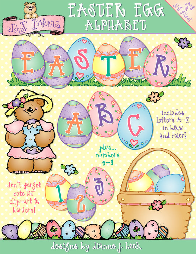 Easter Egg Alphabet clip art monogram letters for spring by DJ Inkers