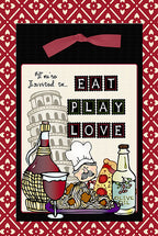 Eat Play Love Italian dinner invitation with art by DJ Inkers
