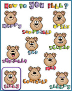 how do you feel?  emotions chart made with cute DJ Inkers clip art bears
