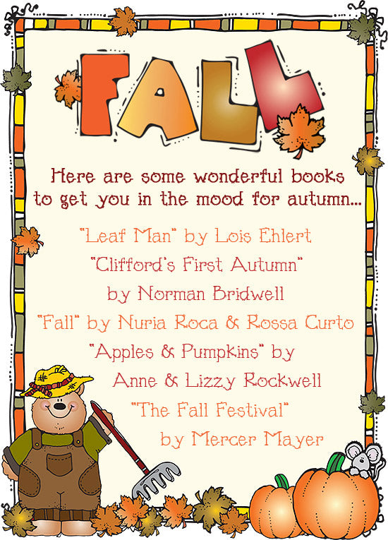 Fall Books reading list with clip art border by DJ Inkers